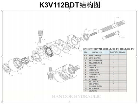 SK100-5 / 6 SK120-5 / 6 Suku Cadang Excavator Pompa Utama K3V112BDT